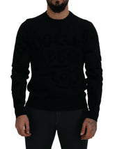 Dolce & Gabbana Black Wool Logo Pattern Crewneck Pullover Sweater -   -  Dolce & Gabbana.
